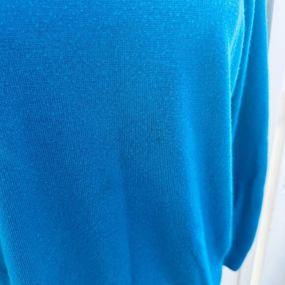 Vintage Turquoise Blue Sweater Business Casual Sweater Faux Turtleneck - Picture 3 of 7